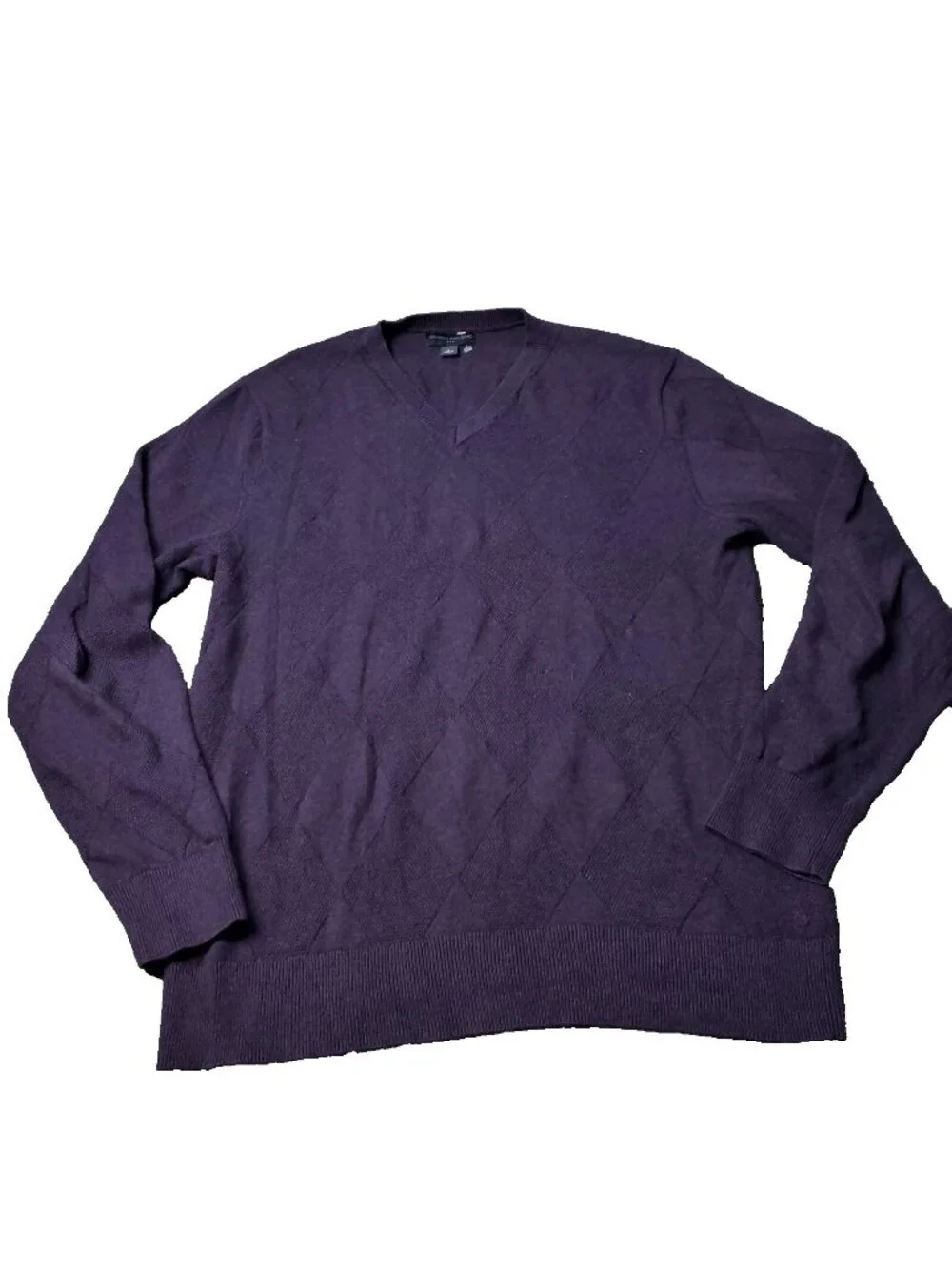 Banana Republic Sweater Mens M Medium Cotton Argyle Diamond Purple  Pullover
